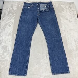 Levis 501 Jeans Mens 36x34 Blue Denim Button Fly Straight Workwear Casual Cotton